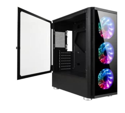 swing design side glass panel on a PC case