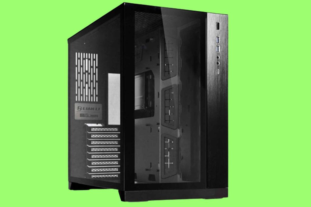 PC case sizes guide showing a full tower pc case from Lian Li