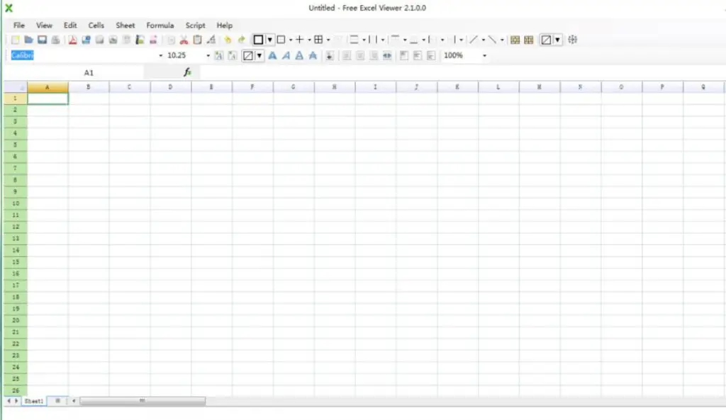 Excel Viewer interface