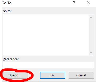 Special GoTo feature for removing blank cells